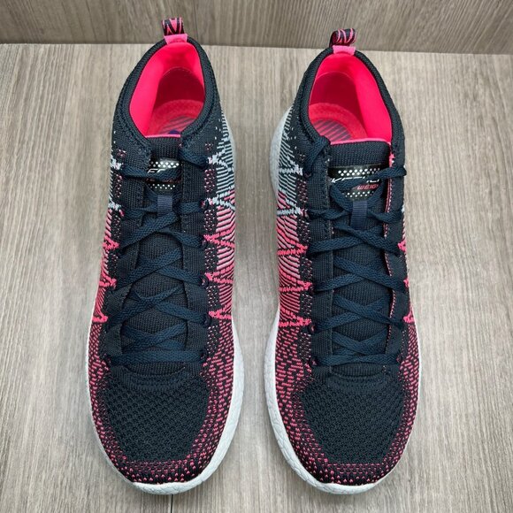 Skechers Burst Sweet Symphony Sneakers Womens 9.5 Lace Up Knit Mesh Black Pink - Picture 3 of 12